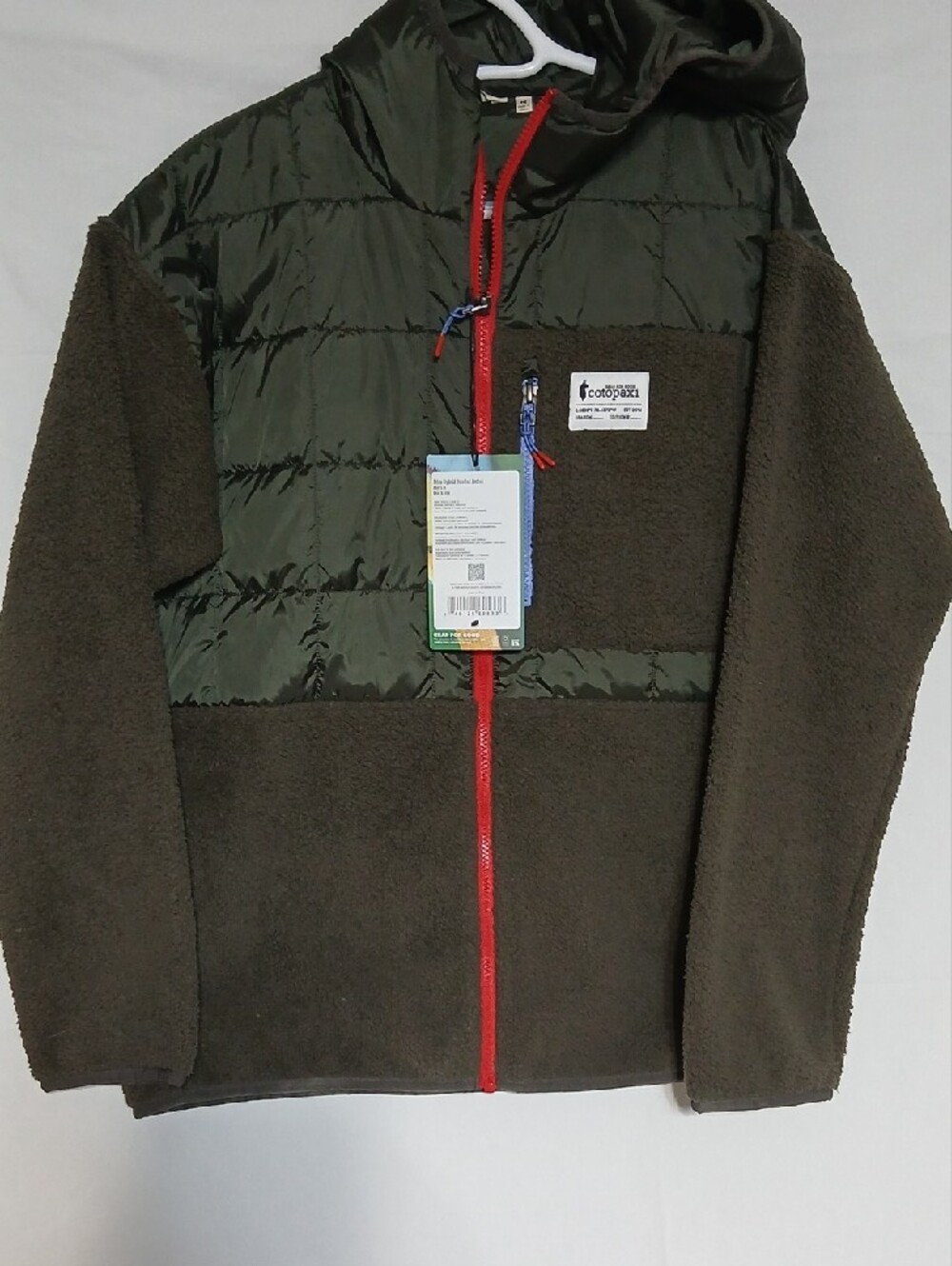 Cotopaxi Olive Green Quilted & Fleece Hooded Jacket with Red Zipper Size M Mens - Picture 2 of 10